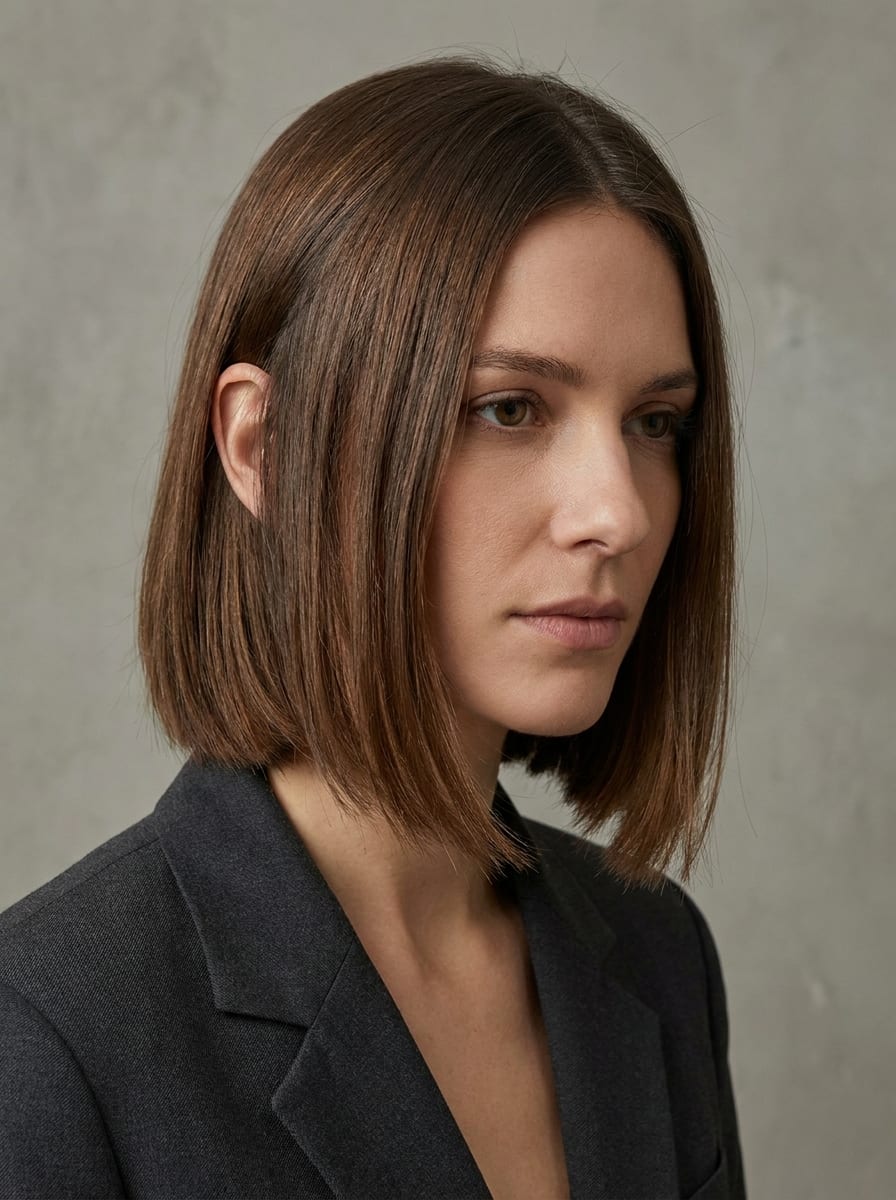 Sleek Short Bob hinter dem Ohr - Kurzhaarfrisur für glatte Haare